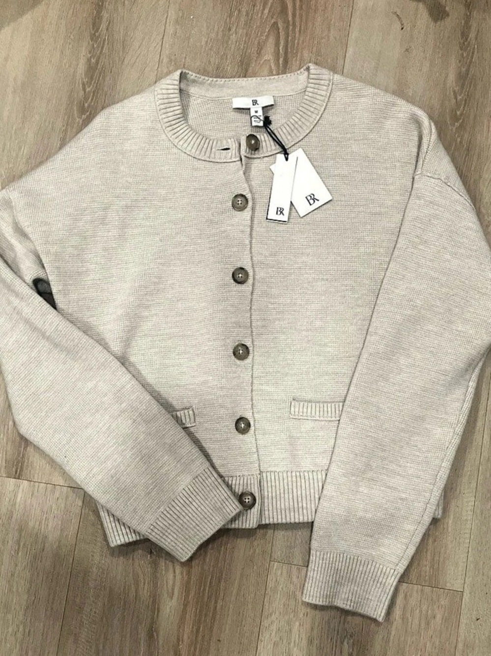 NWT Banana Republic 100% Extra Fine Merino Wool Knit Crewneck Cropped Cardigan M